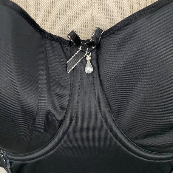 bravissimo moonlight bustier in paris satin black basque - Picture 2 of 4